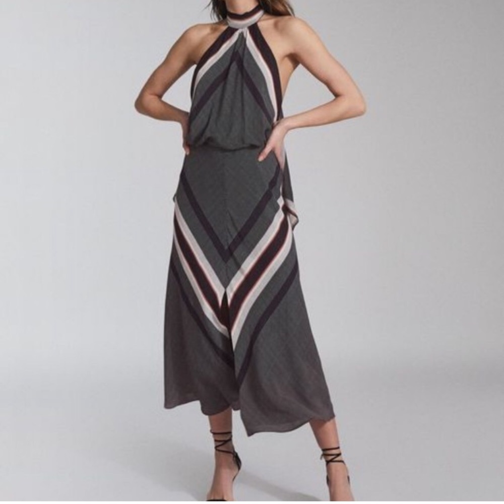 REISS ELINE scarf print midi dress